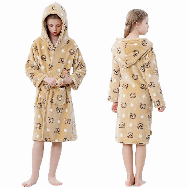 Halloween Dinosaur Bathrobes for Children 3 5 7 9 11 13 Years Kids Animal Flannel Homewear Boy Hooded Sleepwear Girls Nightgown