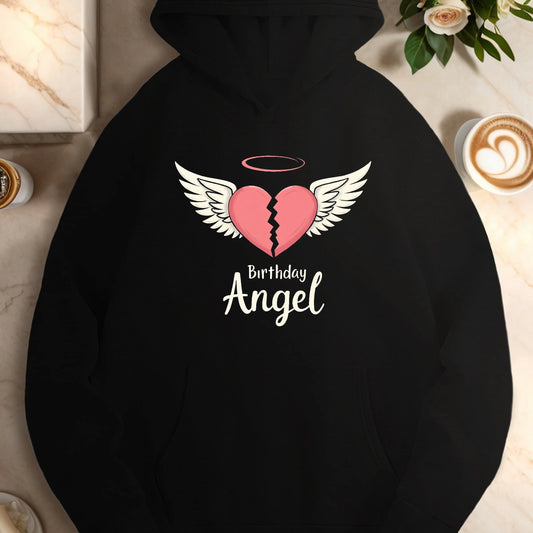 Heart Mom s Birthday Angel  women's casual hoodies