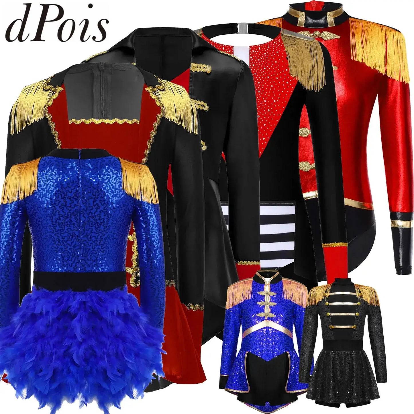 Halloween Costume Romper Circus Ringmaster Cosplay Carnival Party Shiny Sequins Leotard Dress Drum Majorette Magician Dress Up