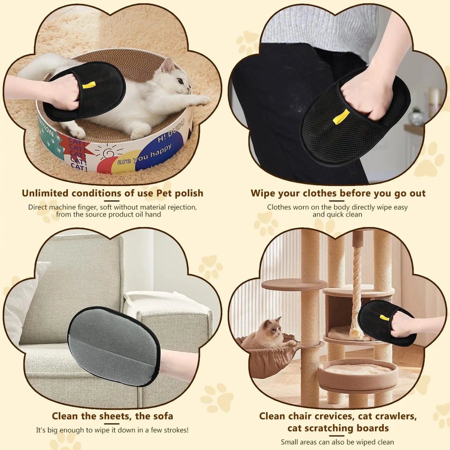 Reusable Cat Grooming 3pcs Gloves Electrostatic Pet Hair Removal Mitts Cat Hair Remover Brush Sticking Device Home Hair Scraper