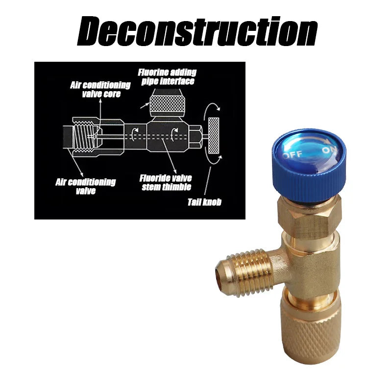 1/2/4PCS Air Conditioning Refrigerant HVAC Safety Valve R410A R22 1/4" Refrigeration Valve Charging Safety Liquid Adapter