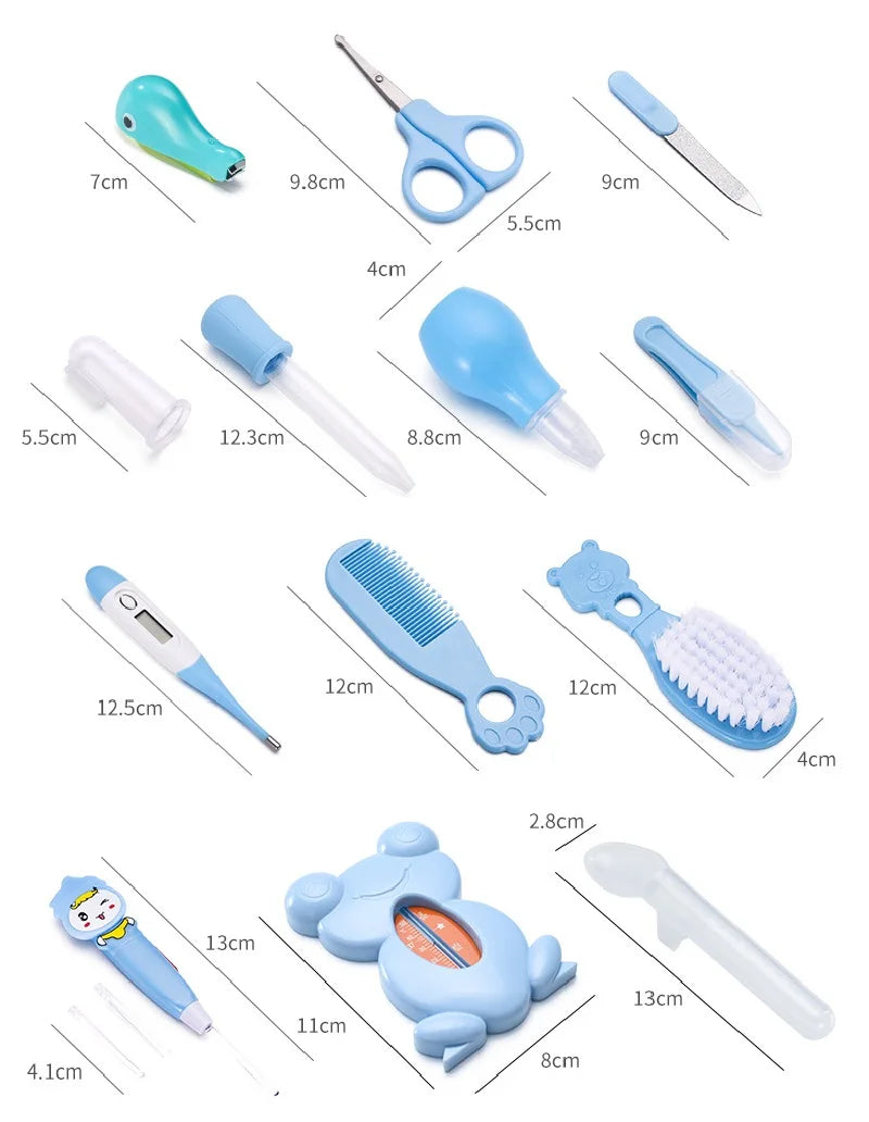 Baby Care Kit Kid Multi-functional Nail Clipper Comb Hair Thermometer Grooming Brush Kit Scissors Baby Health Care Set  Newborn