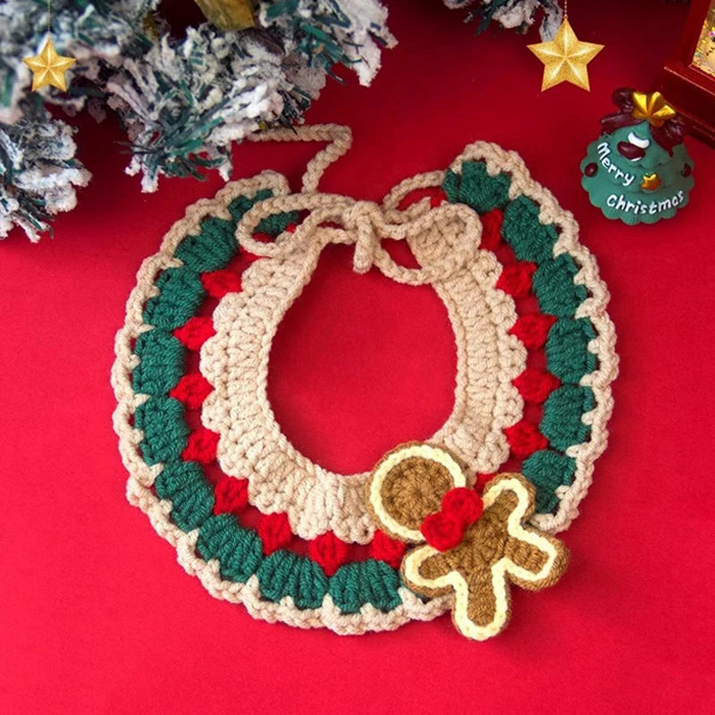 New Year Cat Collar Pet Cat Dog Scarfs Crocheted Kitten Puppy Collar Spring Festival Cat Cosplay Costume Pet Accessiories