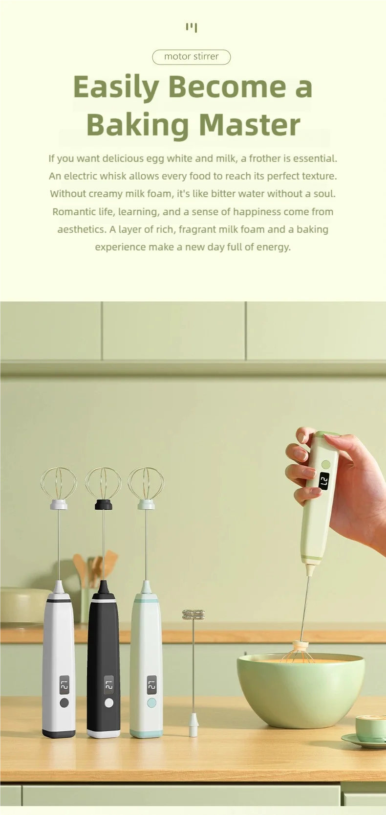 TINSOL Wireless Electric Milk Frother Multi-Function Blender Egg Whisk and Mixer Ideal for Crafting Coffee and Cappuccino Foam