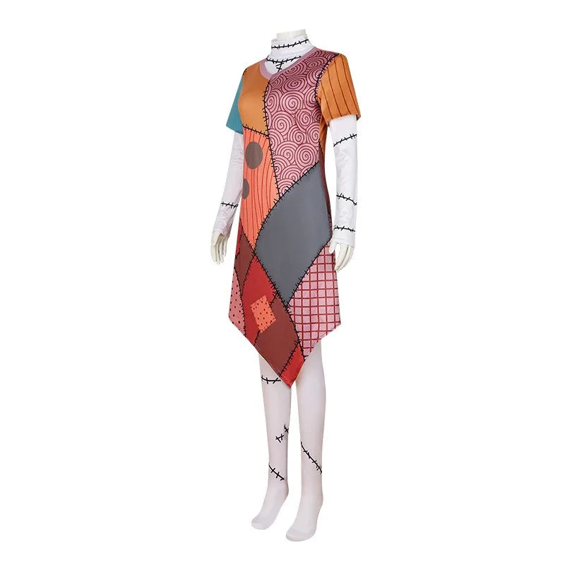 Halloween Nightmare Sally Cosplay Costume Before Christmas COS Outfit Women Dress Up Carnival Party Role Play Clothes