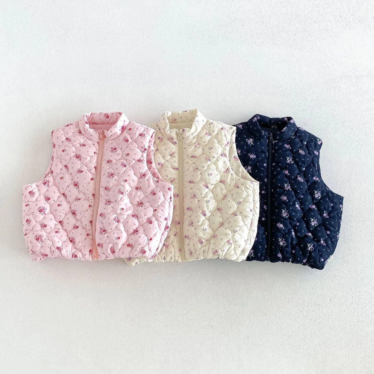 2026 New Winter Girls Quilted Floral Padded Vest | Thick Cotton Gilet | Cute Warm Outwear