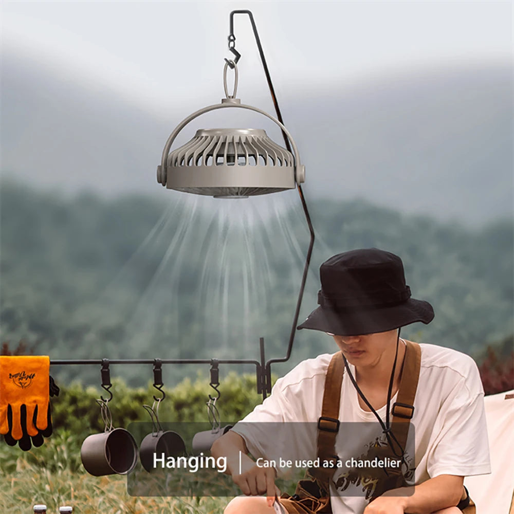 Remote Control Floor Table Air Cooler Mini Portable Wireless Ceiling Fan 360° Rotation 3-speed Wind For Camping Home Night Light