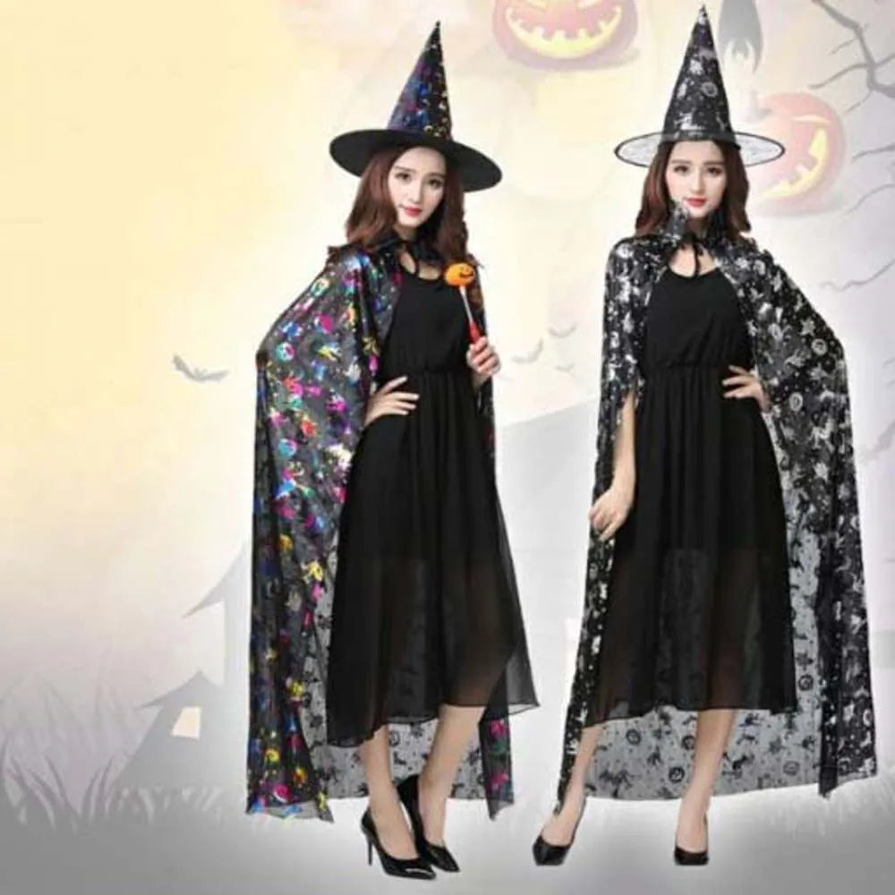 Performance Costumes Halloween Cloak Sets Pumpkin Witch Caps Scary Costumes Cosplay Bat Hat Wizard Robe Party Show