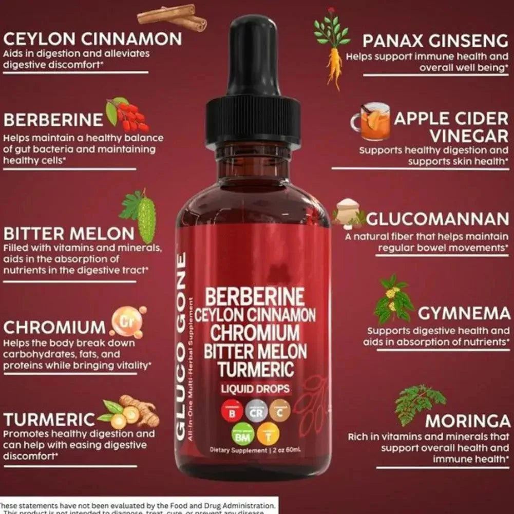 60ml Berberine Cinnamon Drops For Health Immune Support, Gut Health,Metabolism, Antioxidant- Ceylon Cinnamon Flavor