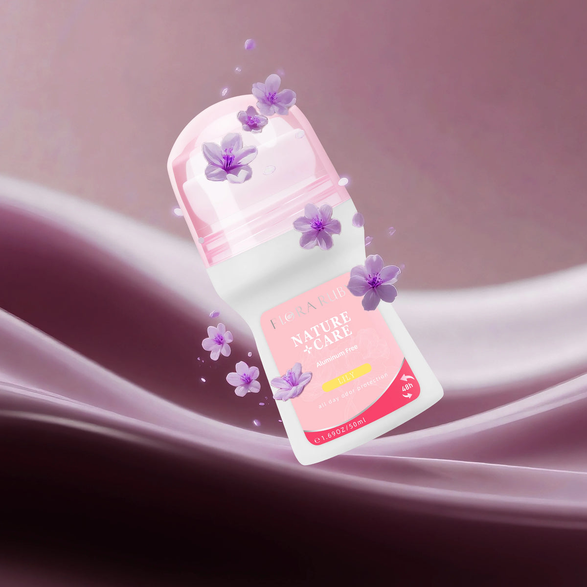 Flora Ruby Cherry Blossom Collection Lavender/Rose/Jasmine/Lily Roll On Deodorant Aluminium free for Women 1.69 fl oz/50 ml
