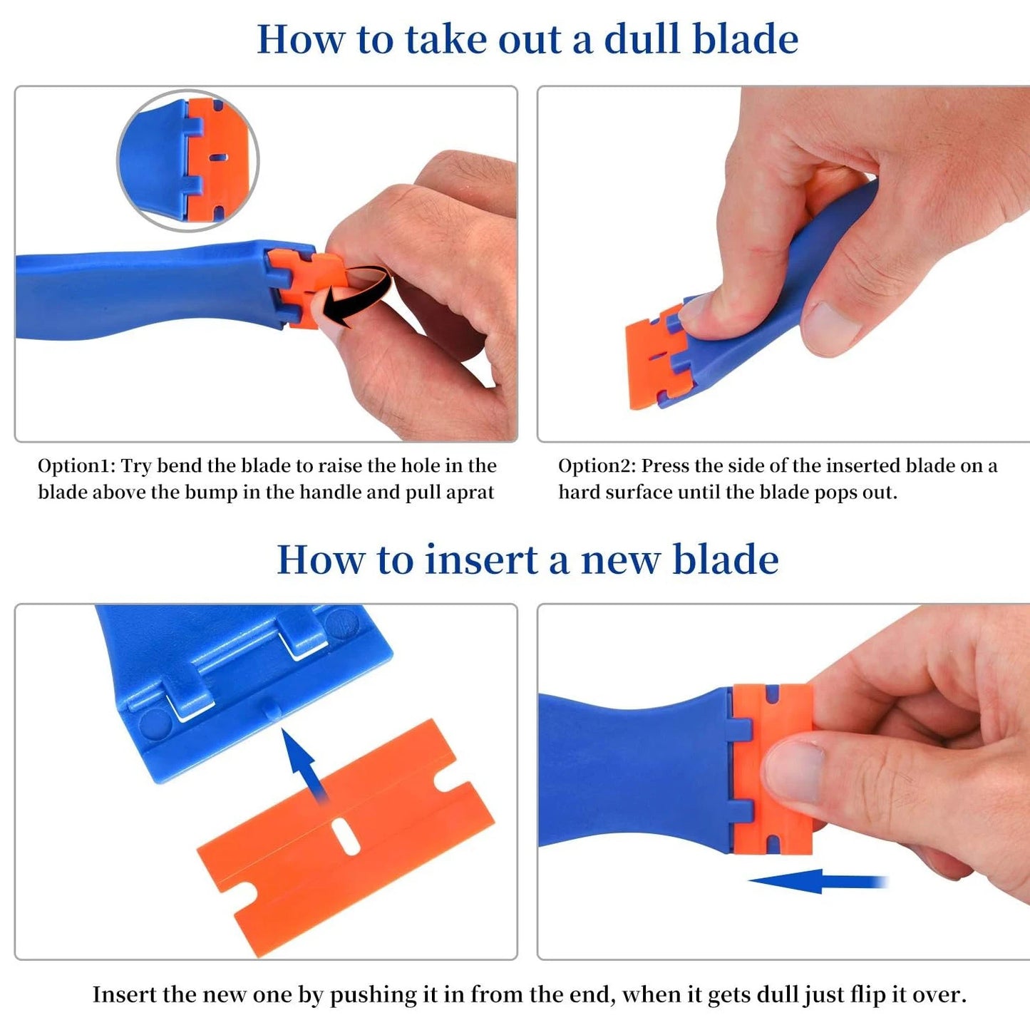 Razor, 1PC Plastic Scraper Tool with 10PCS Plastic Blades for Removing Glue, Sticker, Decals, Tint from Car Window and Glass