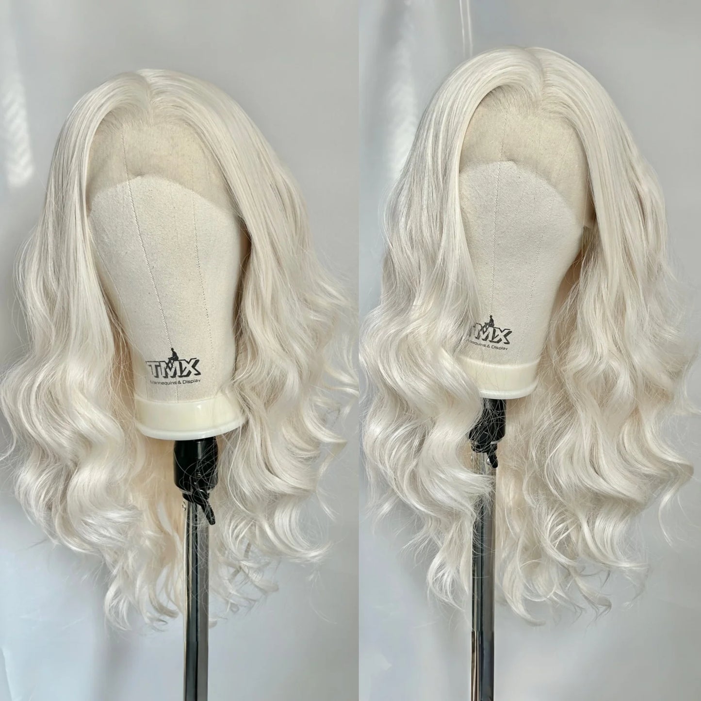 Long Blonde Body Wave Lace Front Wigs for Women Free Part White Platinum Blonde Curly Wavy 13X4 Glueless Synthetic Daily Cosplay