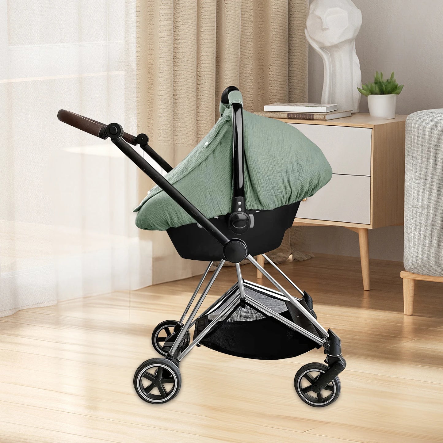 Baby Car Seat Cover Universal Baby Stroller Accessories 3 Modes Windproof Infant Carrier Canopy with Two Way Zipper for Travel