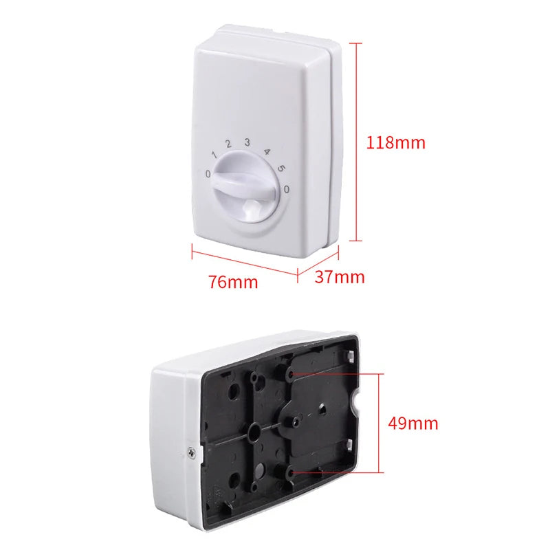 Easy-to-Install Fan Speed Controller, Electric Panel Switch, 5 Speeds Adjustable, No Welding Necessary