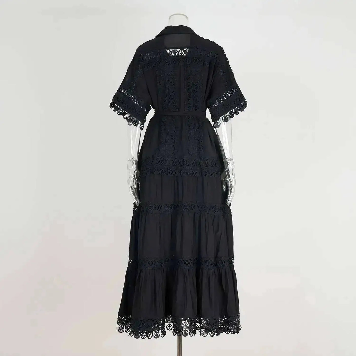 Luxury Long Maxi Dresses Shirt Women 2025 Summer Holiday Lace Embroidery Cotton Loose Big Size Hollow Out Wedding Dress White