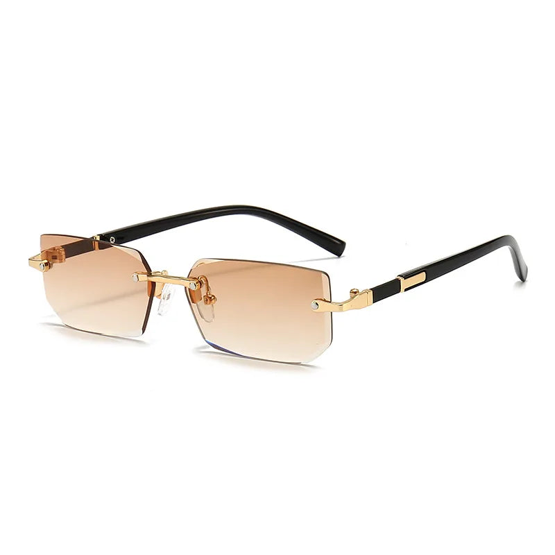 Rimless Sexy Sunglasses Rectangle Fashion Popular Women Men Shades Small Sun Glasses for Female Male Traveling Oculos