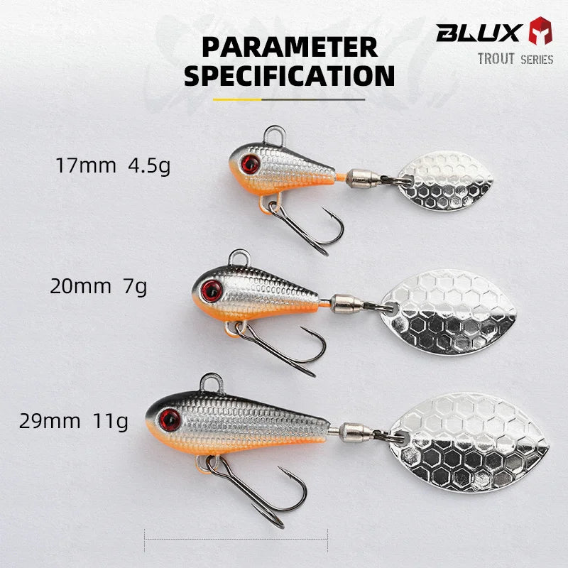 BLUX 5pcs/lot SPINTAIL Fishing Lure 4.5g 7g 11g 14g 19g Spinner Metal Vib Casting Jig Spoon Bait Freshwater Bass Tackle