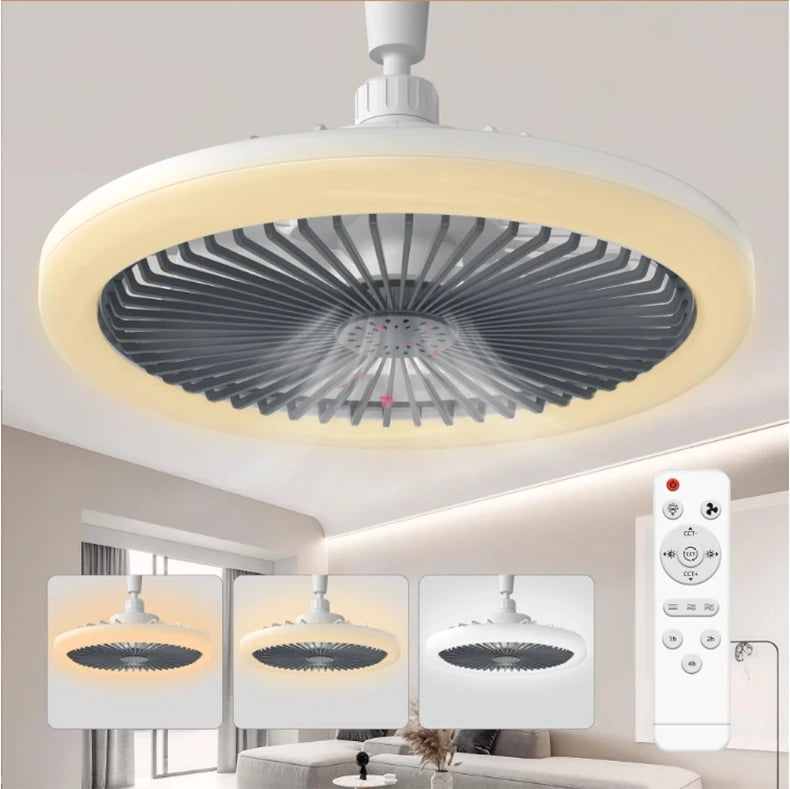 Rotatable 3in1 Ceiling Fan Light E27 LED Converter Base Smart Remote Control Bedroom Fans Lamp Study Kitchen Home Decoration