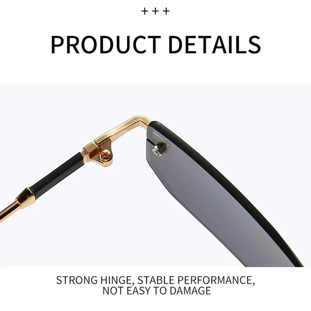 Rimless Sunglasses Rectangle Fashion Popular Women Men Shades Small Square Sun Glasses For Female male Summer Traveling Oculos
