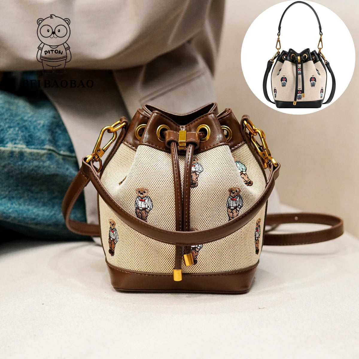 2026 Women's Large Capacity Crossbody Bag Fashion Spring Shoulder Bag Cartoon Bucket Bag Handheld Women's Bag Bags for Woman