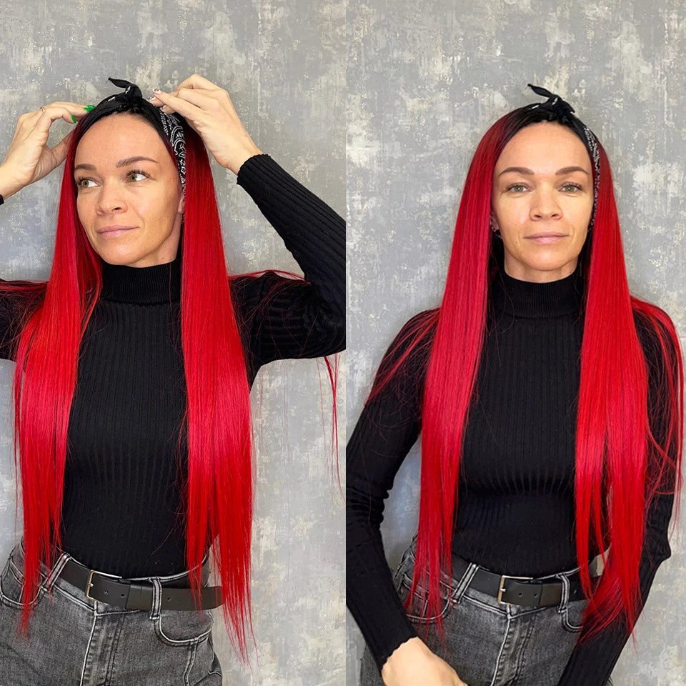 Piano Blonde Straight Hair Bundles Smooth Hair Extensions Fake Fibers Synthetic Yaki Straight Hair Weaving Full to End Free Ship
