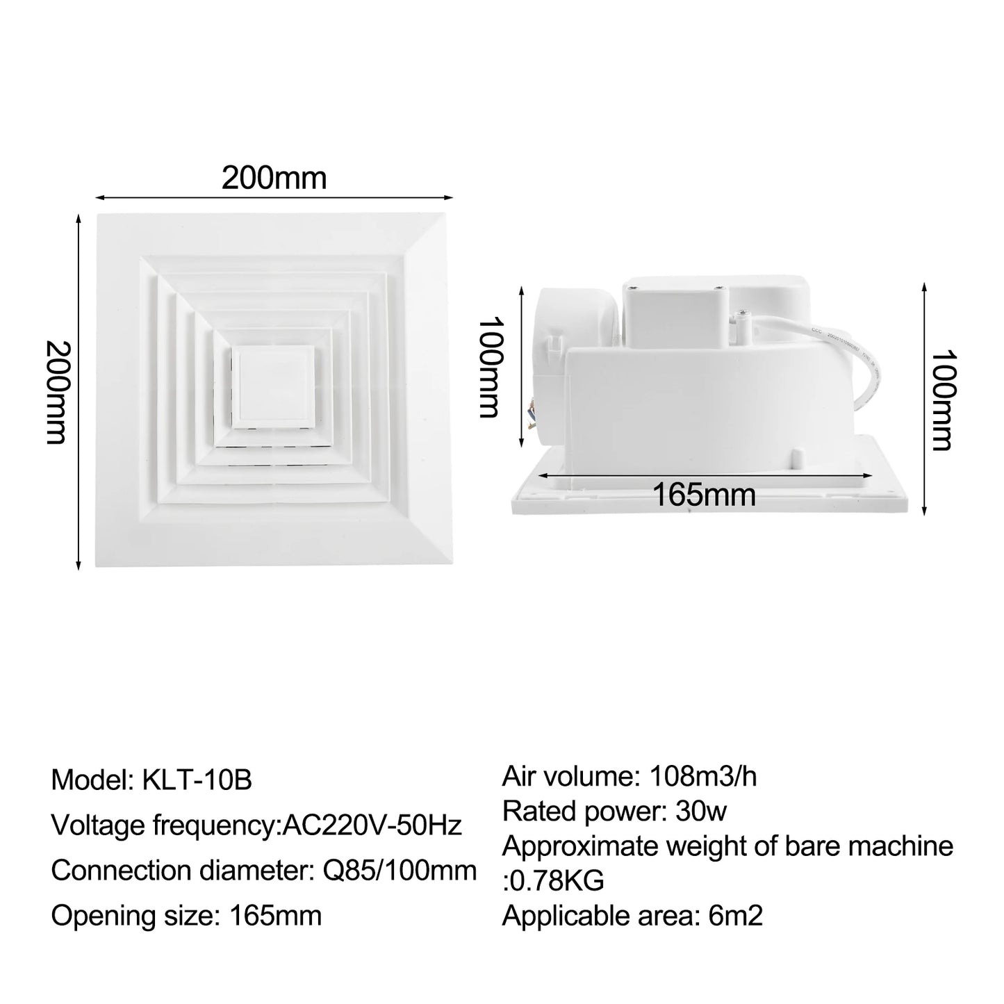 Ceiling Exhaust Fan for Kitchen Bathroom Powerful Airflow Strong Suction Silent Ventilation Fan with Energy Saving Copper Motor