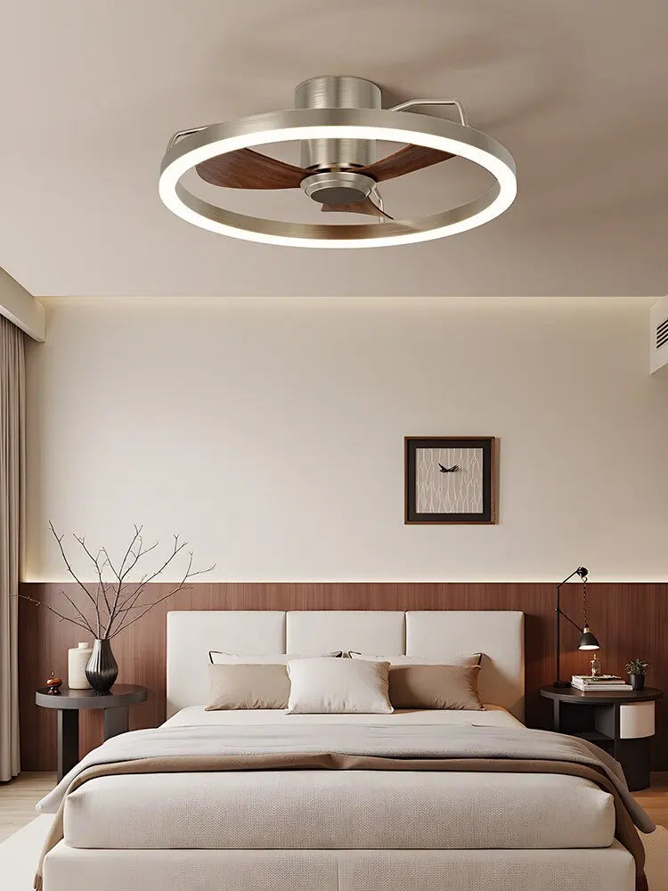 20" Ceiling Fan with LED Light Flush Mount DC Motor 6-Speed Remote Control Dimmable Fan Lamp for Home Kitchen Bedroom Living Roo