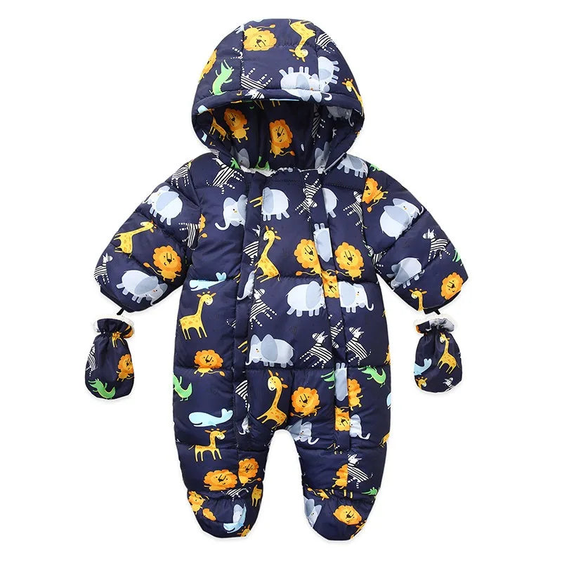 Ircomll Hight Quality Newborn Baby Winter Clothes Snowsuit Warm Fleece Hooded Romper Cartoon Lion Jumpsuit Toddler Kid Outfits