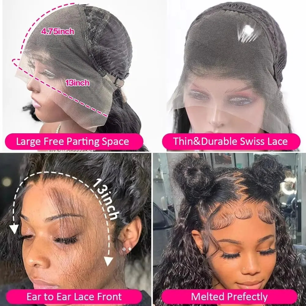 5*5 No Glue Deep Wave Human Hair Wigs Pre Plucked Brazilian Human Hair Lace Frontal Wig 13*6 Pre-Cut Wear and Go Lace Front Wig