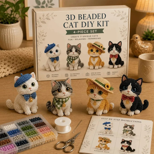 Tiny Beads 3D Beaded Animal Kit Cute Design Animal Shape Handmade Bead Art Kit Creative Craft DIY Bead Craft Kit