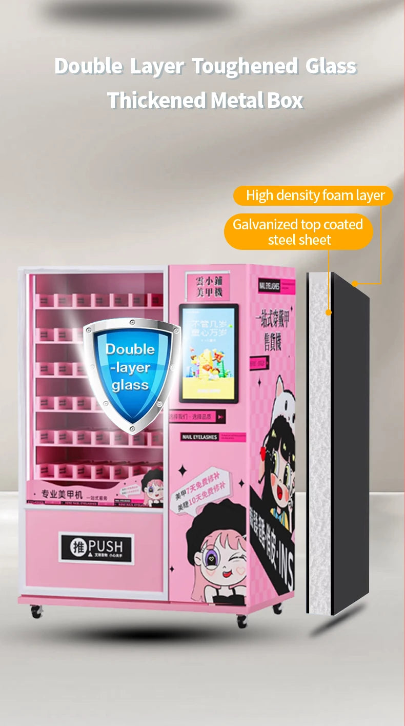 Digital Beauty Vending Machine Touch Screen Automated Cosmetic Dispenser for Eyelash and Wig Products
