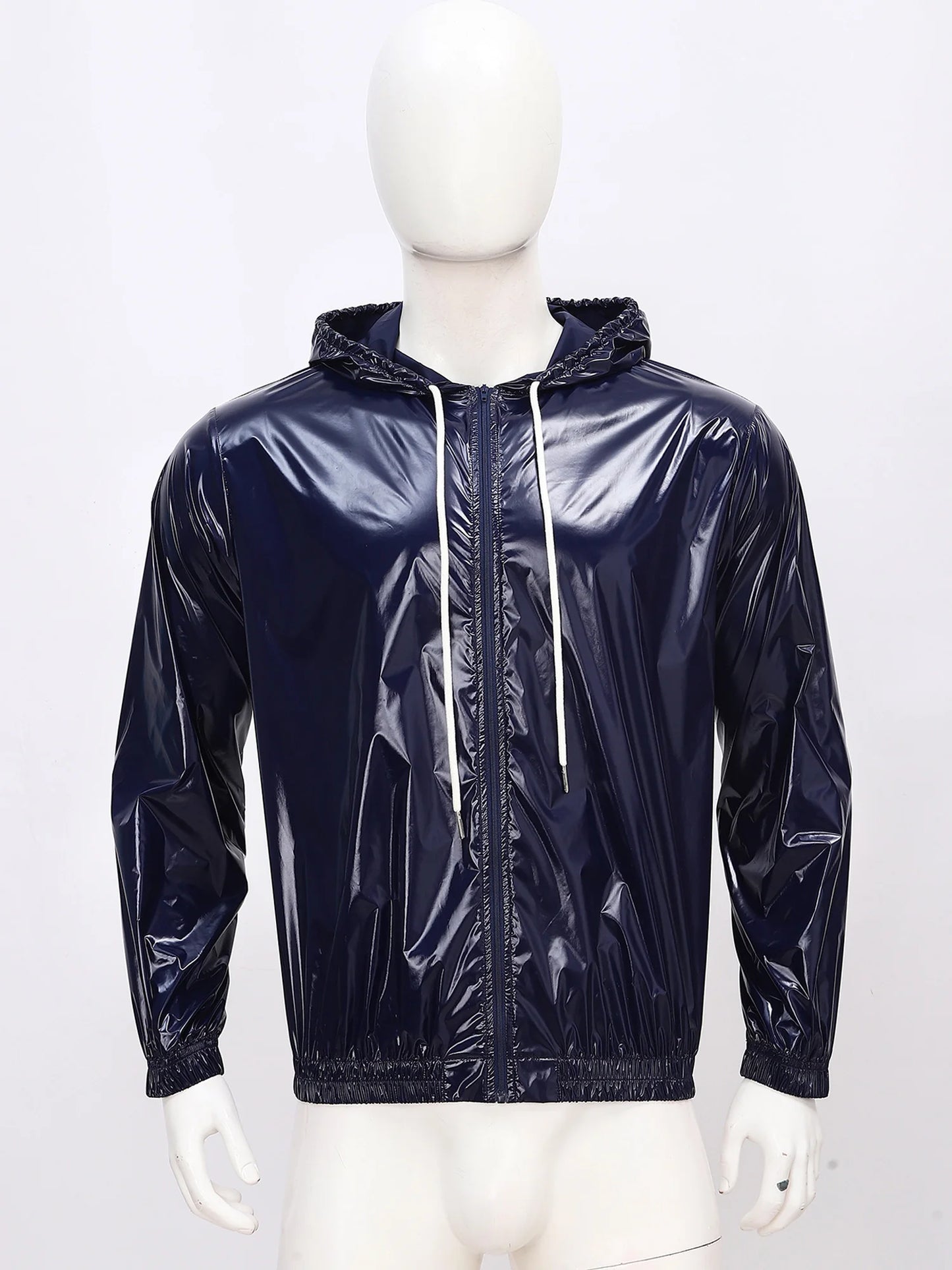 Men Waterproof Hooded Trench Jacket Long Sleeve Hood Outerwear Windbreaker Raincoat fo Hiking Fishing Biking Thermal Windbreaker