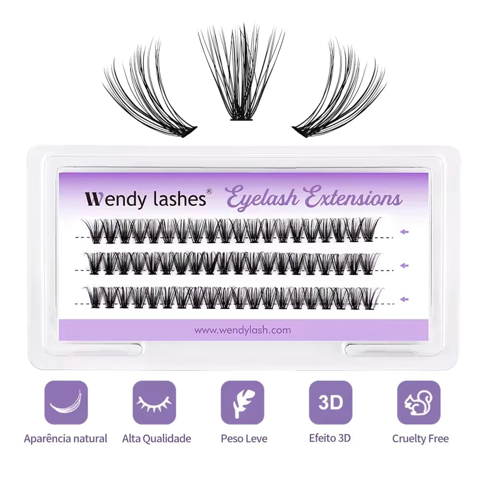 WENDY 3 Rows 10/20/30/40D Bundles Heat Cluster Eyelashes Extension D Curl DIY Individual Faux Mink Thick Volume Grafting Lashes