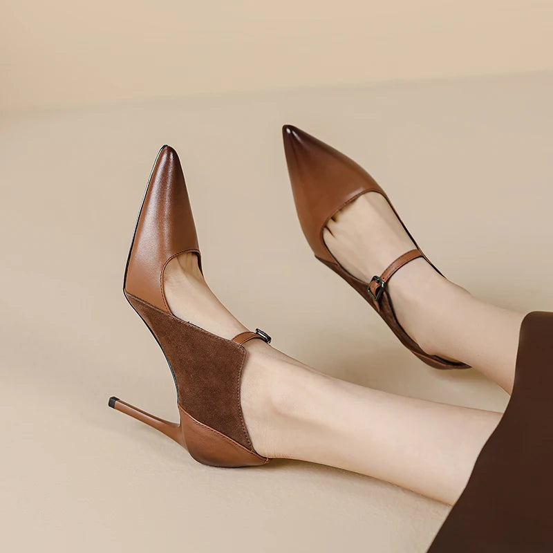 【JOCHEBED HU】Size 33-40 2023 New Soft Genuine Leather Women Heels Fashion Sexy Club Party Wedding High Heel Shoes