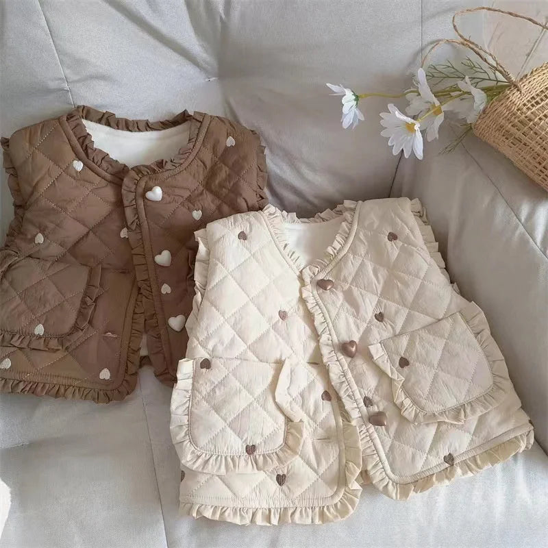 Children Winter Plush Warm Vest Kids Cute Print Waistcoats Children Daily Comfortable Versatile Outdoor Thermal Vest