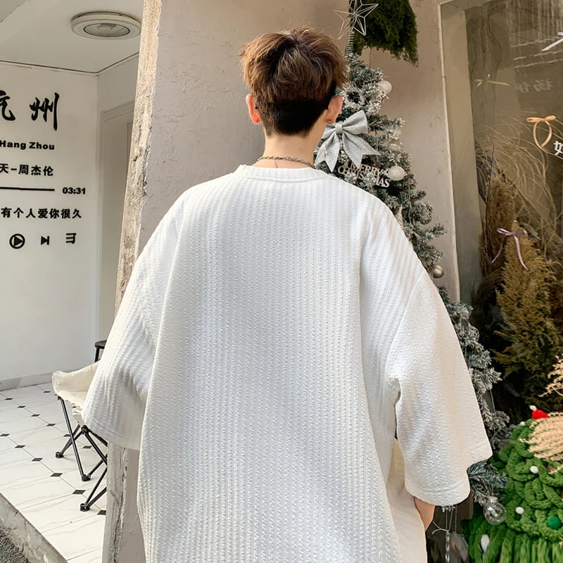 2026 Summer New  Style Fashion for Men's Large Size V-neck T-shirt Loose Top Casual Wind Breathable Quick Drying Short Sleeves