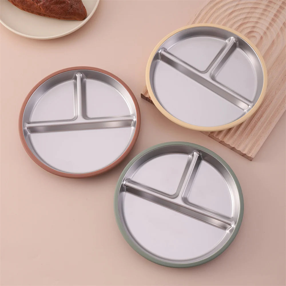1PCS Stainless Steel Plate Detachable Suction Feeding Bowl For Baby  BPA Free Silicone Dishes Tableware Baby Newborn Items