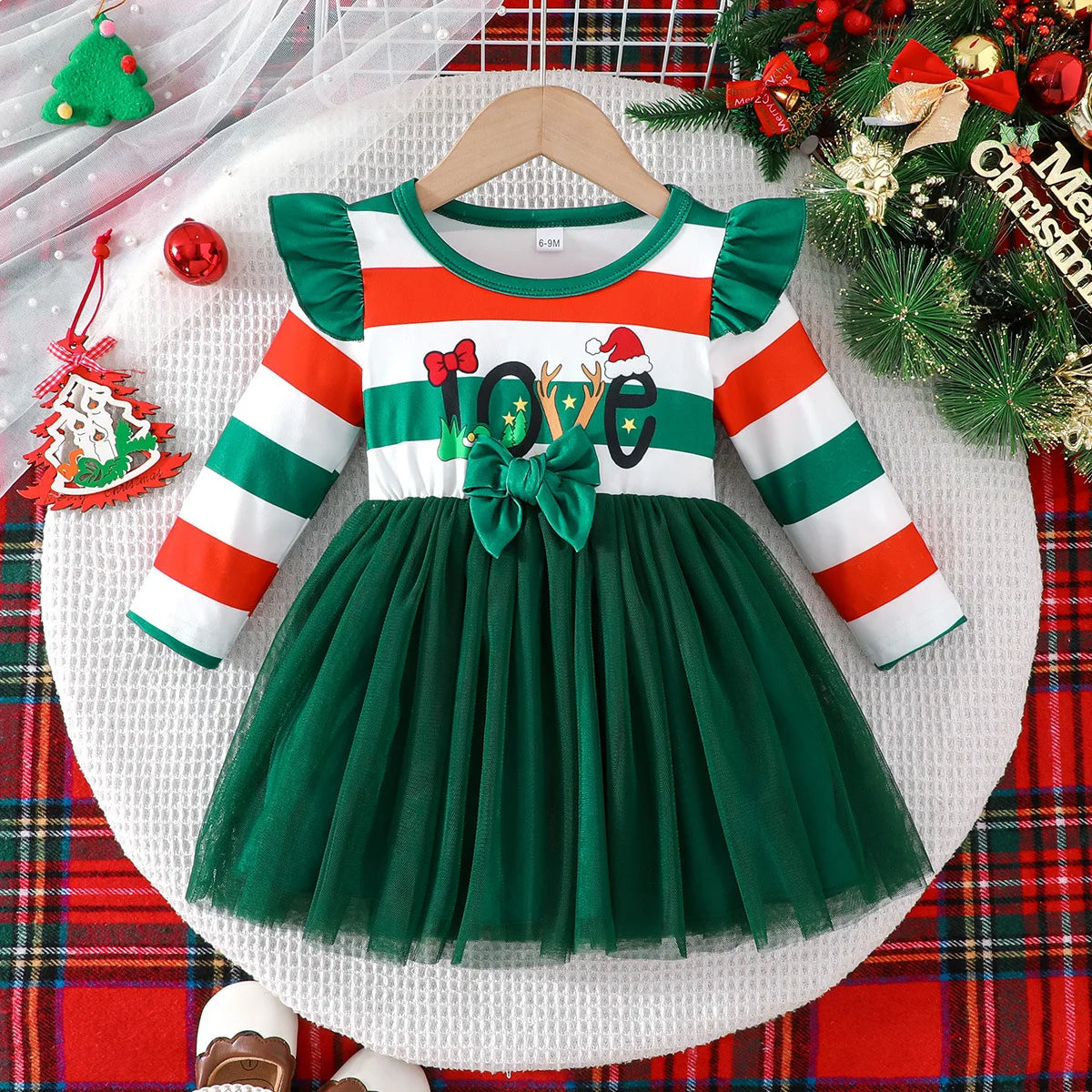 Baby Dress For New Year Green Tree Print Xmas Christmas Dress For Newborns Toddler My First New Year Girls Costumes
