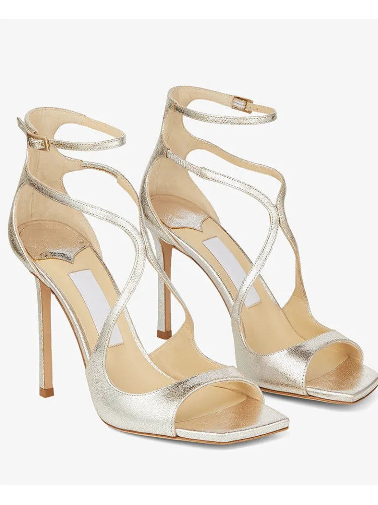 Summer New Fashionable High-heeled Women's Open Toed Sandals Dance Shoes Party Sexy 34-44 Large Women's Shoes
