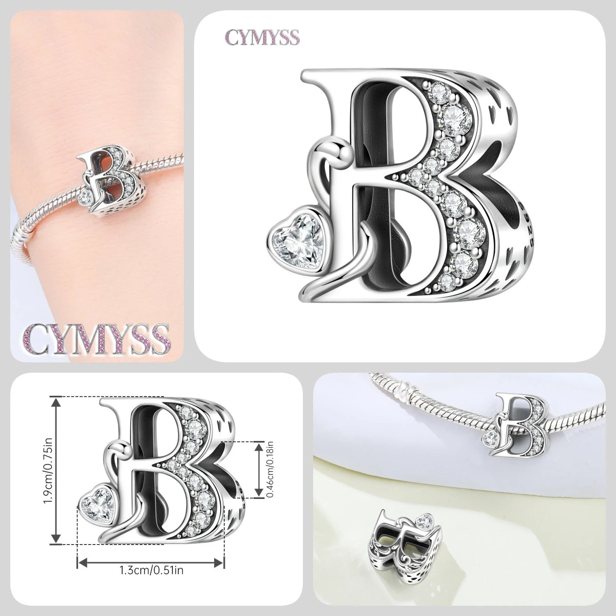 2026 New 925 Sterling Silver Zircon Scroll Grass Pattern 26 Letter Bead Charms for Women Fit DIY Bracelet Necklace Jewelry Gift