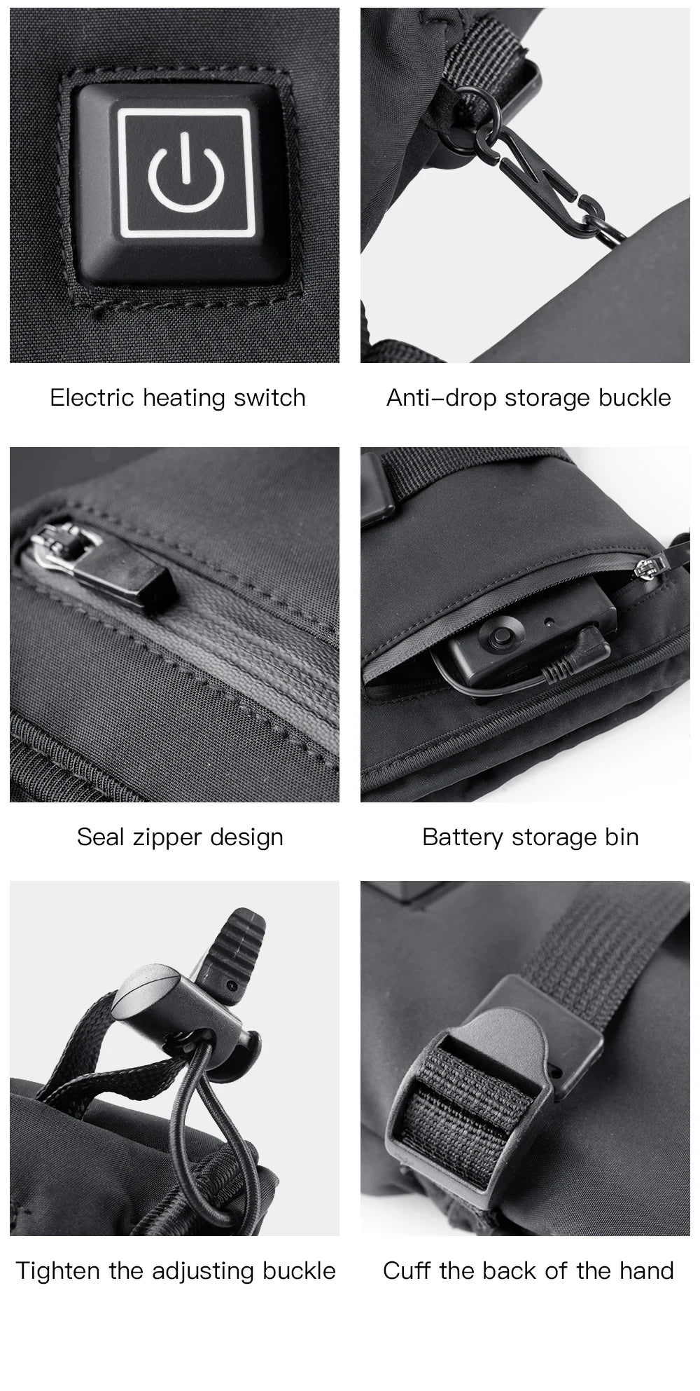 Winter Electric Heated GlovesWith Battery Box Rechargeable Anti-Cold Comfort Men Women Thermal Heated Outdoor Camping Ski Sports
