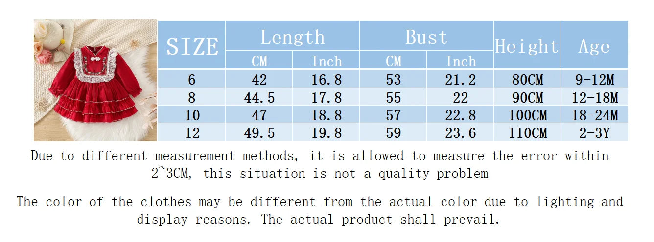 Girls' Dress Spring And Autumn Solid Color Flower Long Sleeved Baby Girl Dress Chinese Style One Year Old Baby Dress Baby Girl C