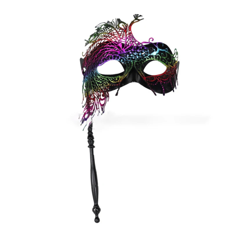 Halloween Costume Masks For Women Plastic Halloween Party Accessories For Women Masquerade Ball Masks With Stick For Masquerade