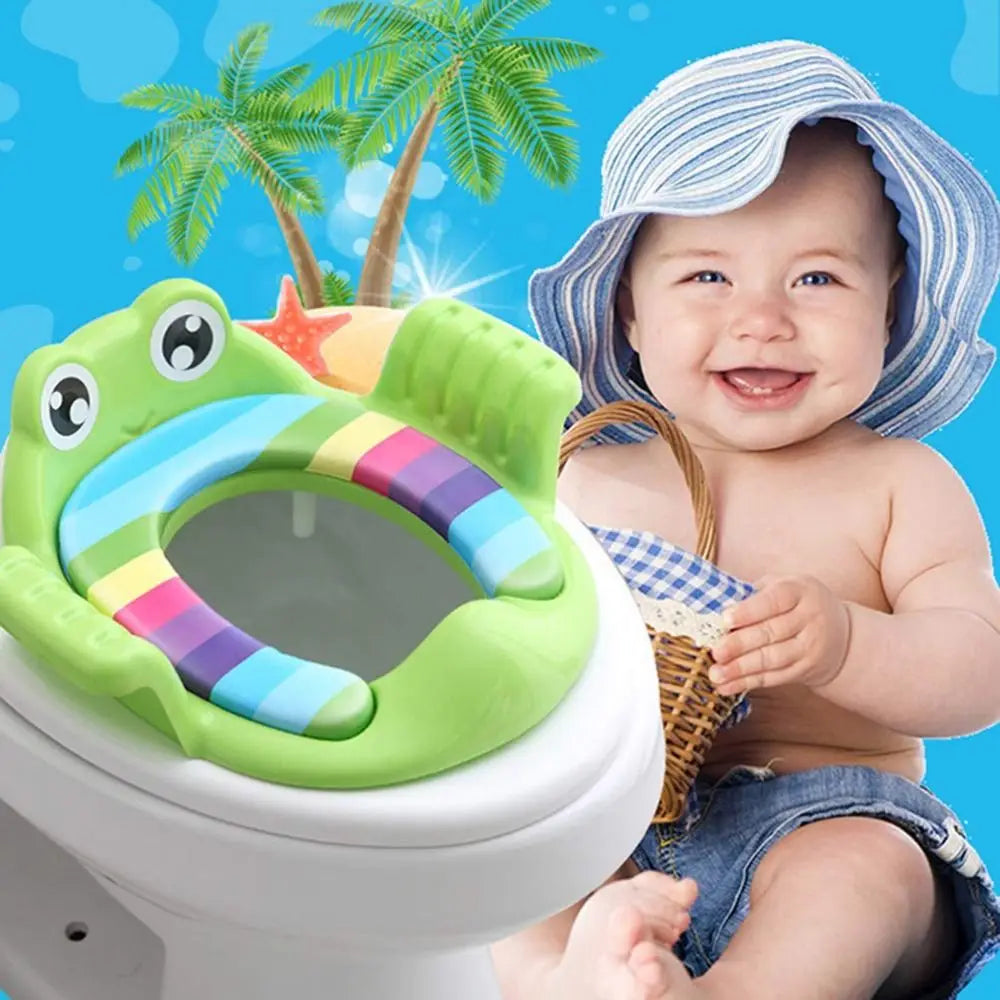 Cute Safe Baby Toilet Seat Easy to Clean Non-slip Children Potty Soft Cushion Frog shape Toddler Toilet Seat for Infant