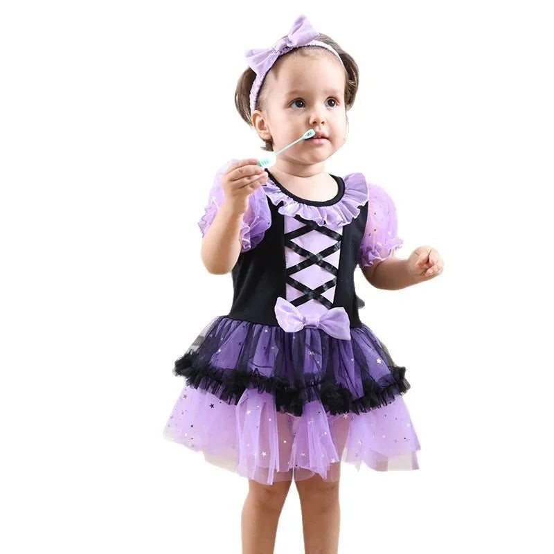 Baby Girls Belle Princess Outfit Anna Elsa Infant Baby Dress Kids Romper Witch Halloween Cosplay Clothes Birthday Costume Dress