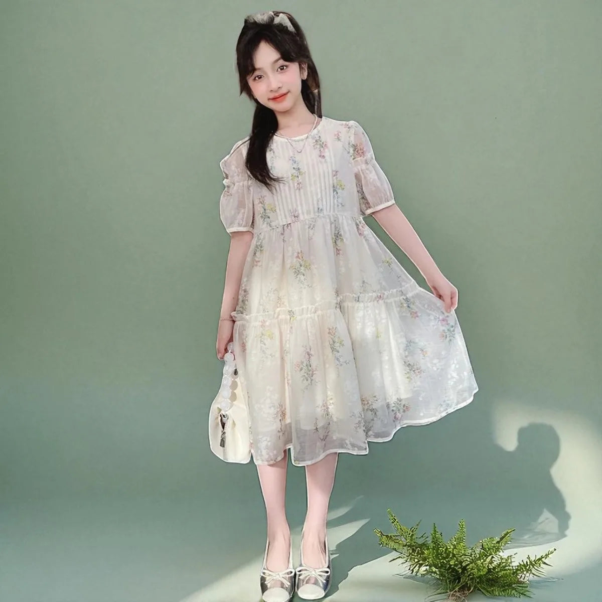 Summer Outfits Baby Kids Flower Dresses for Girls Princess Dress Floral Short Sleeve Children Lolita Costumes 6 8 10 12 13 Years