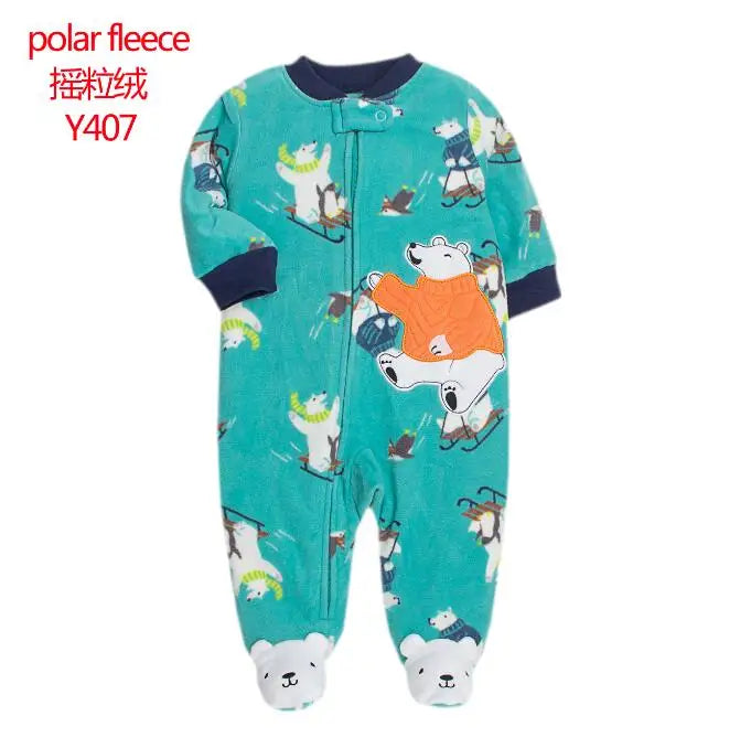 New Hot Polar Fleece Pajamas Baby Winter Romper Cover All Jumpsuits Newborn Boys Clothing Little Girl Fall Clothes Toddler 0-12M