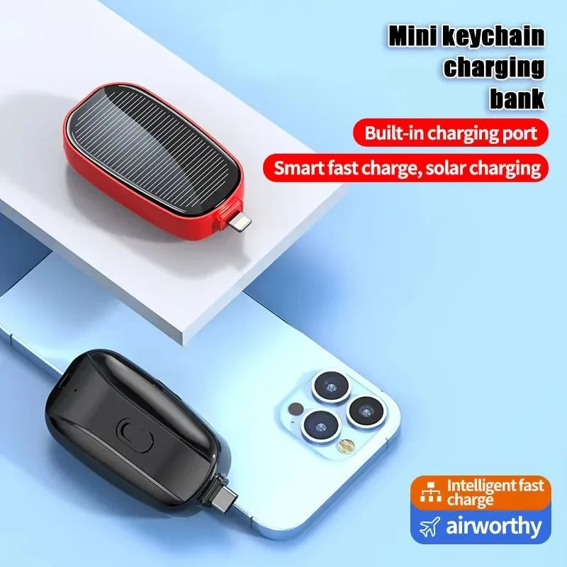 Emergency Solar Mini Portable Power Bank Keychain Portable Charger Small Outdoor Camping External Battery For iPhone and Xiaomi