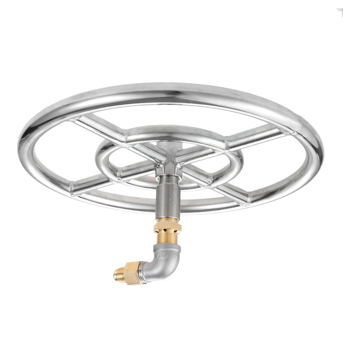 12" LP Propane Gas Fire Pit Stainless Steel Burner Ring Installation Kit with Regulator Hose and 1/2" Key Control Valve 90000BTU