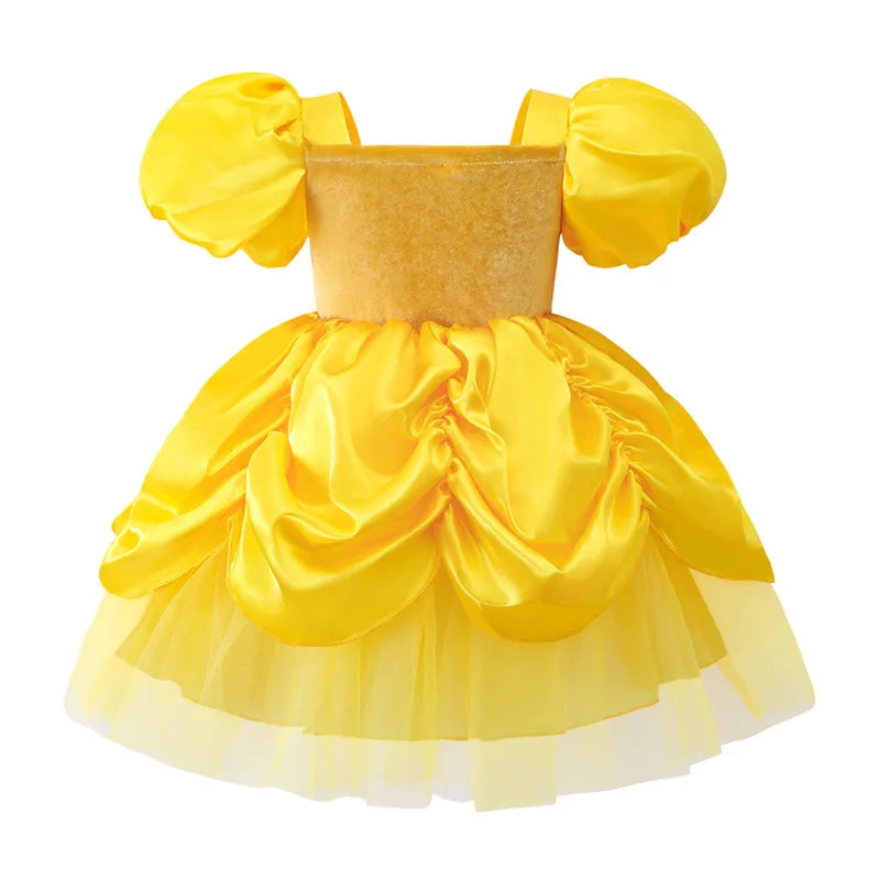 Baby Girls Belle Princess Outfit Anna Elsa Infant Baby Dress Kids Romper Witch Halloween Cosplay Clothes Birthday Costume Dress